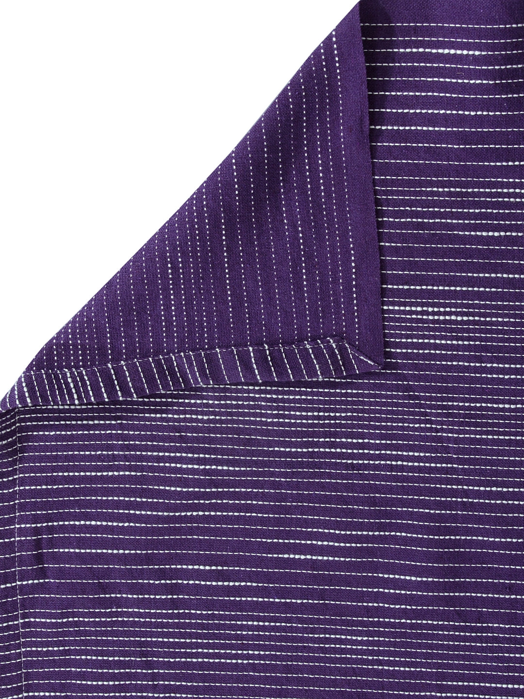 100% Cotton King Size Handwoven Bed Cover with Two Pillow Covers by KLOTTHEĀ® (Violet Striped
