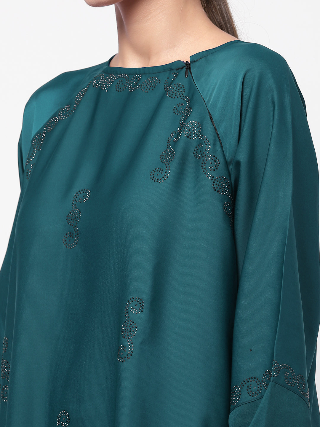 Klotthe Women Turquise Embellished Burqa With Scarves