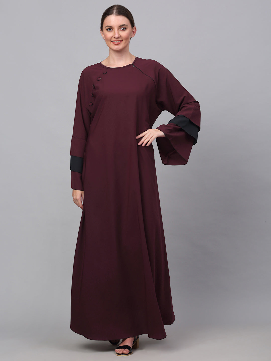 Klotthe Women Maroon Embellished Burqa With Scarves