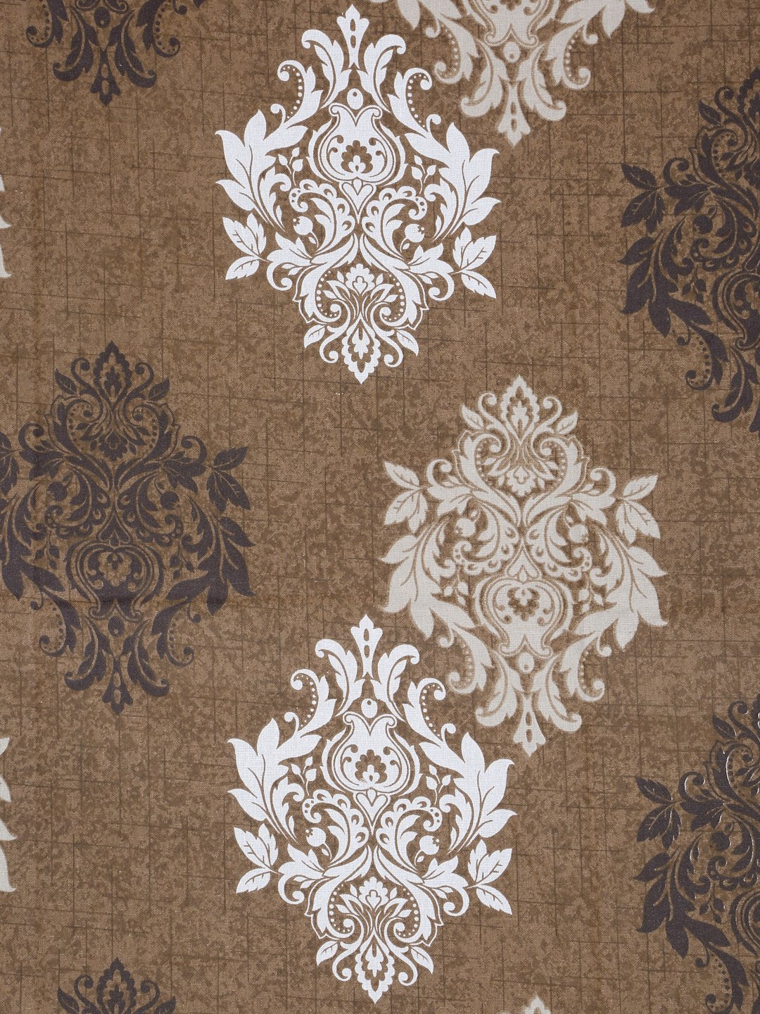 Brown Floral 400 TC Pure Cotton Fitted Double Bedsheet with 2 Pillow Covers