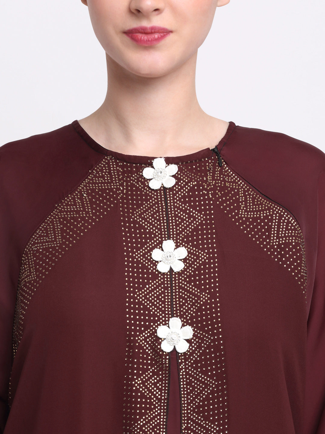 Klotthe Women Maroon Embellished Burqa With Scarves