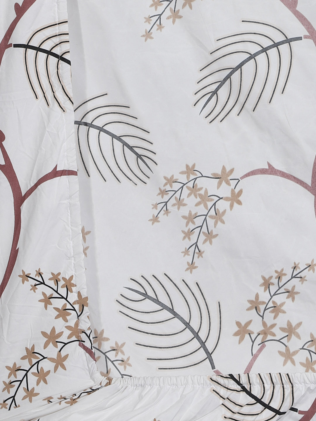 Klotthe Multicolor Floral 300 TC Cotton Blend Fitted Double Bedsheet with 2 Pillow Covers