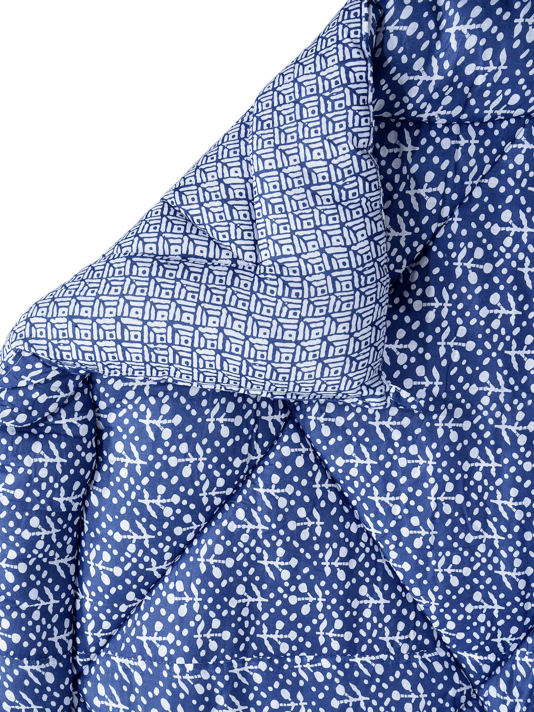 Klotthe Blue Abstract Printed 600 GSM Mild Winter Jaypuri Double Bed Quilt