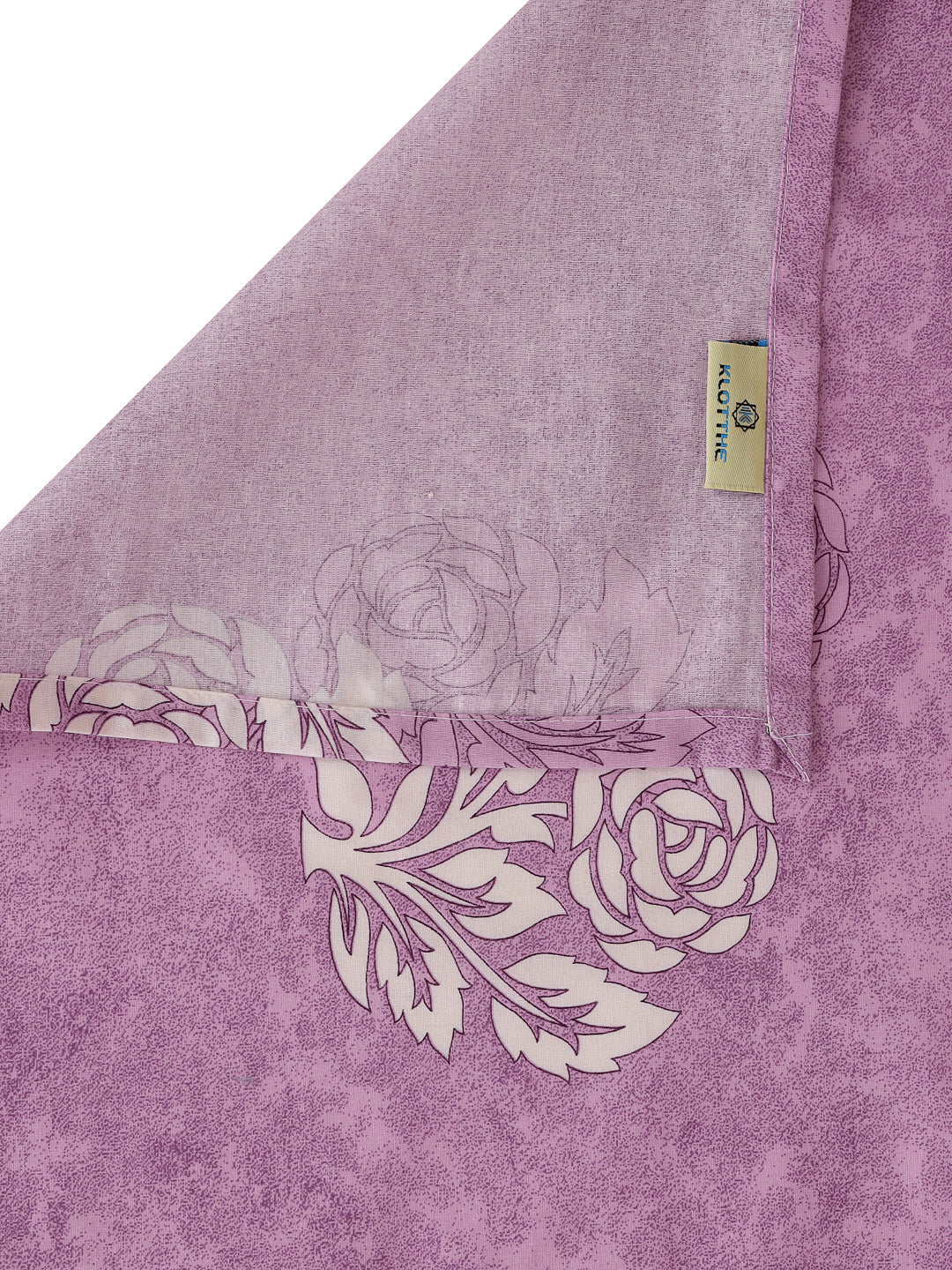 Klotthe Purple Floral 400 TC Pure Cotton Single Bedsheet with Pillow Cover