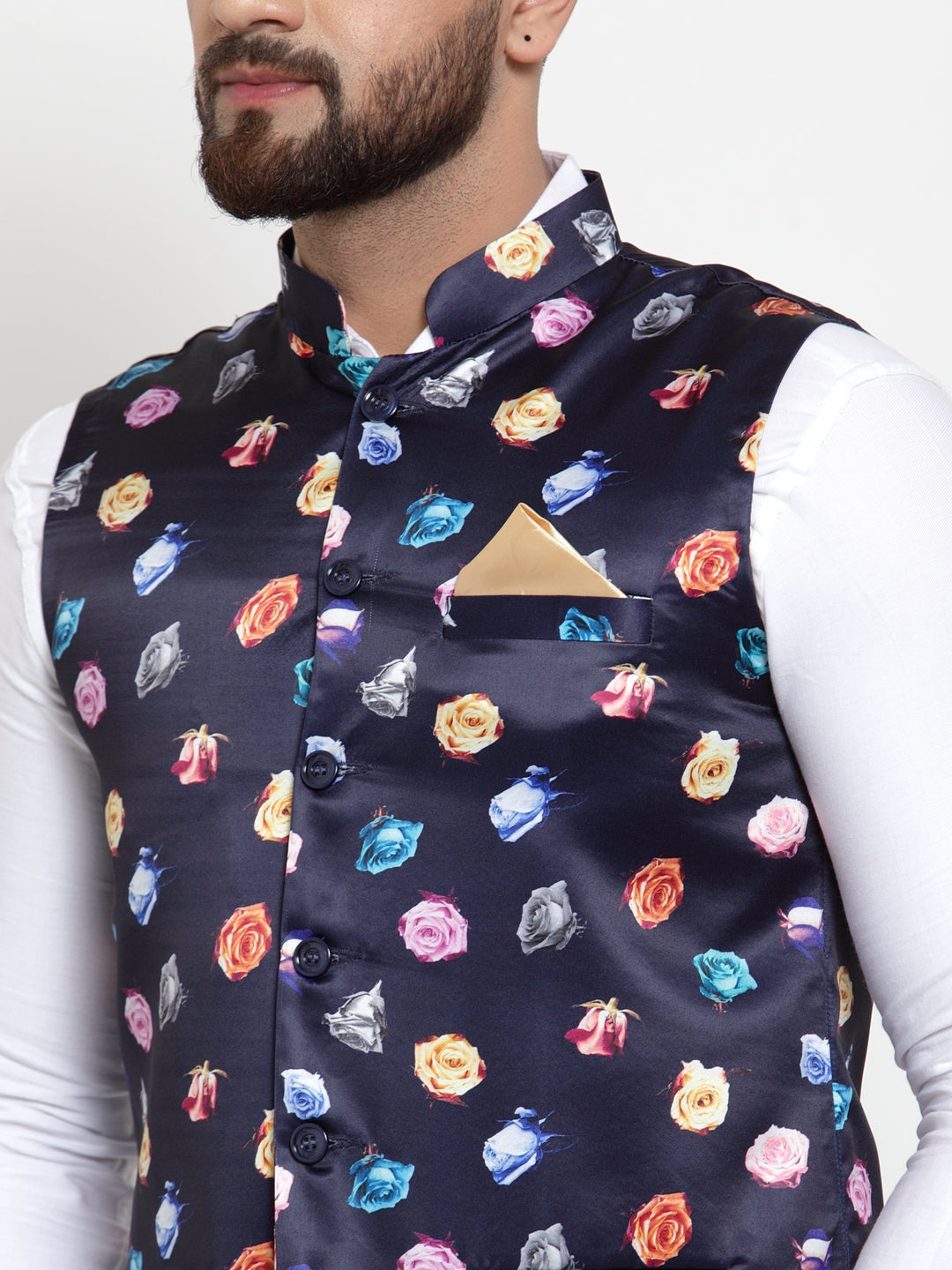 Blue Polyrayon Party Nehru Jackets