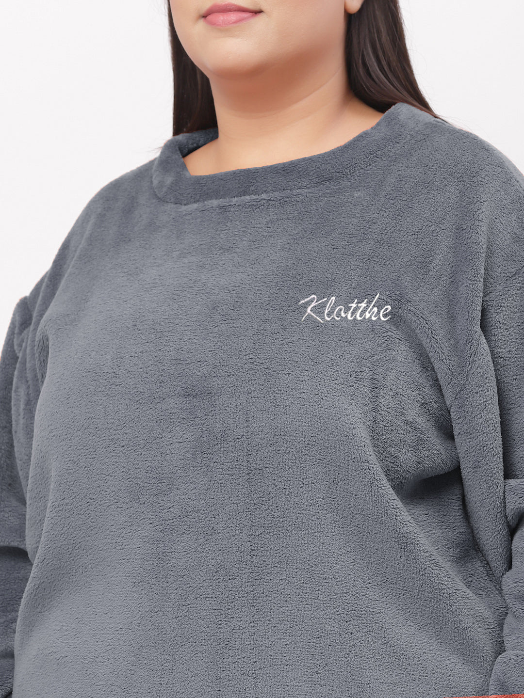 Klotthe Women Grey Wool Blend Solid Night Suit