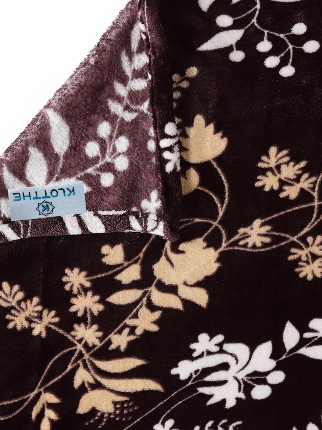 Klotthe Brown Printed Woolen Double Bed Sheet with 2 Pillow Covers