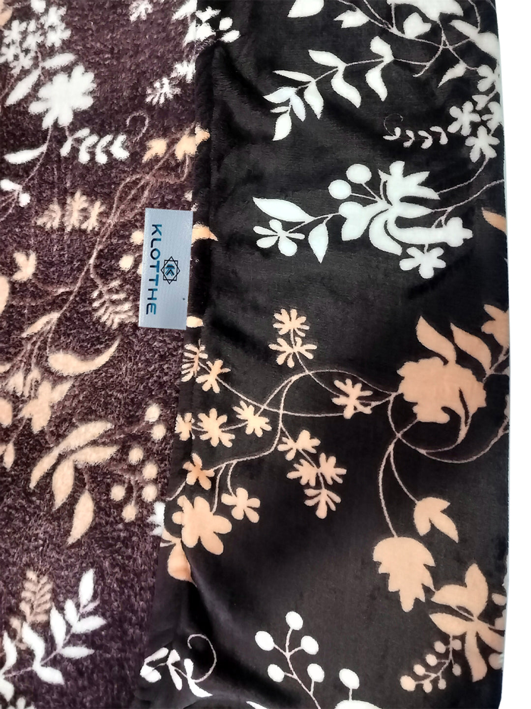 Klotthe Brown Floral Woolen Fitted Double Bed Sheet with 2 Pillow Covers