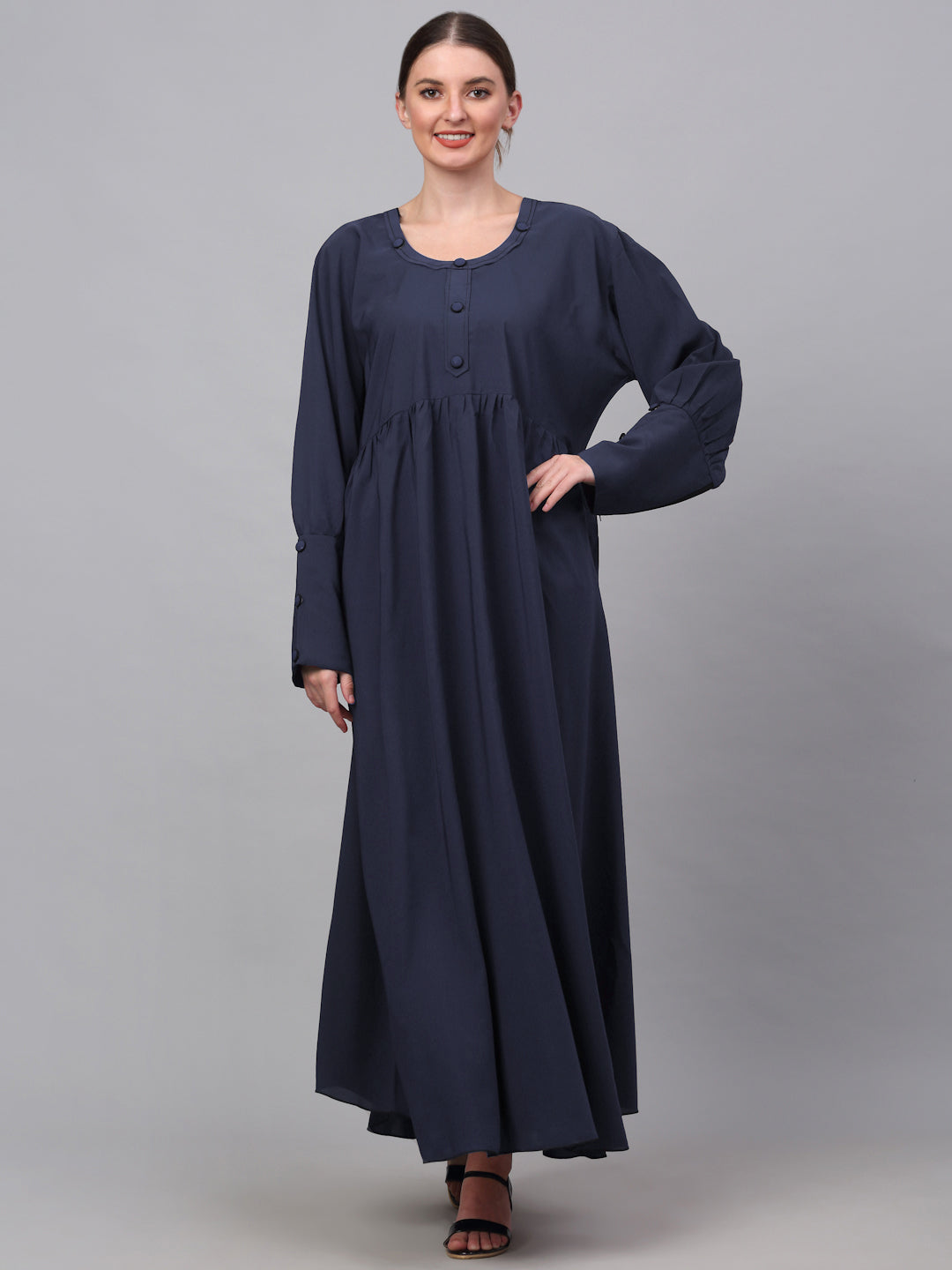 Klotthe Women Blue Embellished Burqa With Scarves