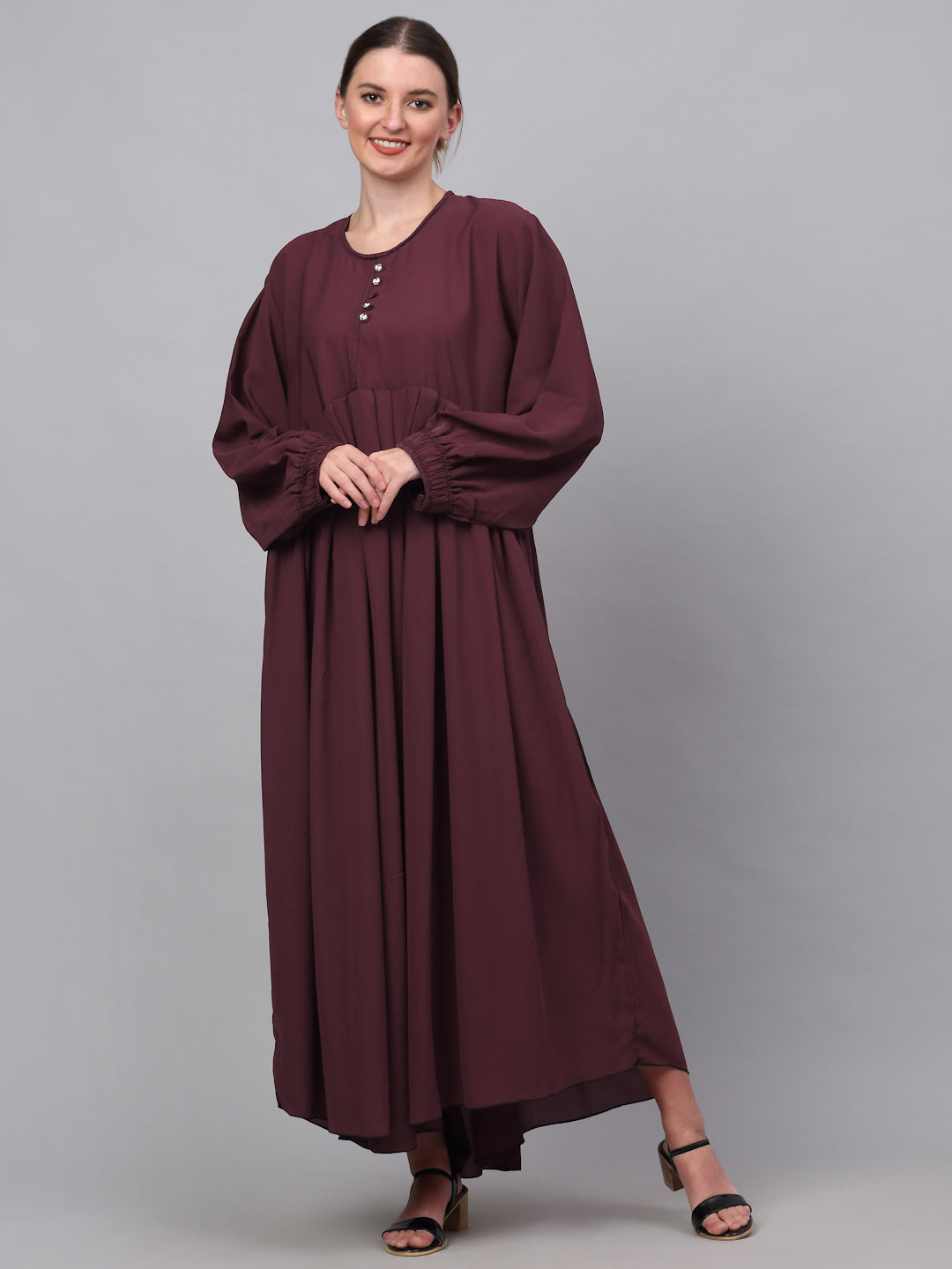 Klotthe Women Maroon Embellished Burqa With Scarves