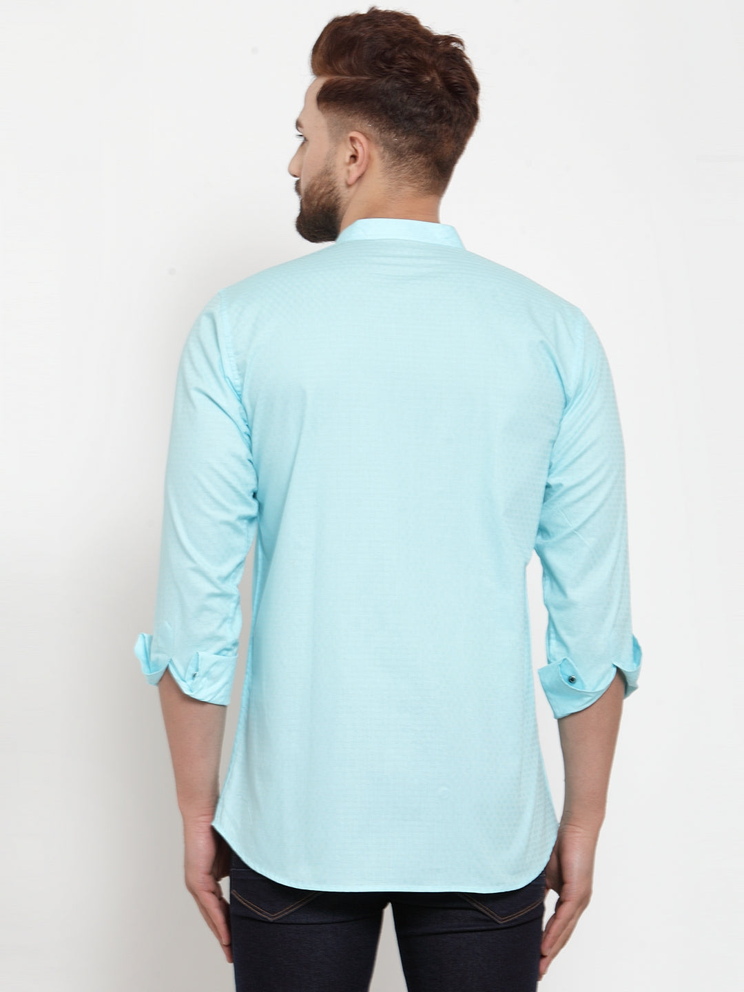 SkyBlue Cotton Silk Embellished Party Kurtas