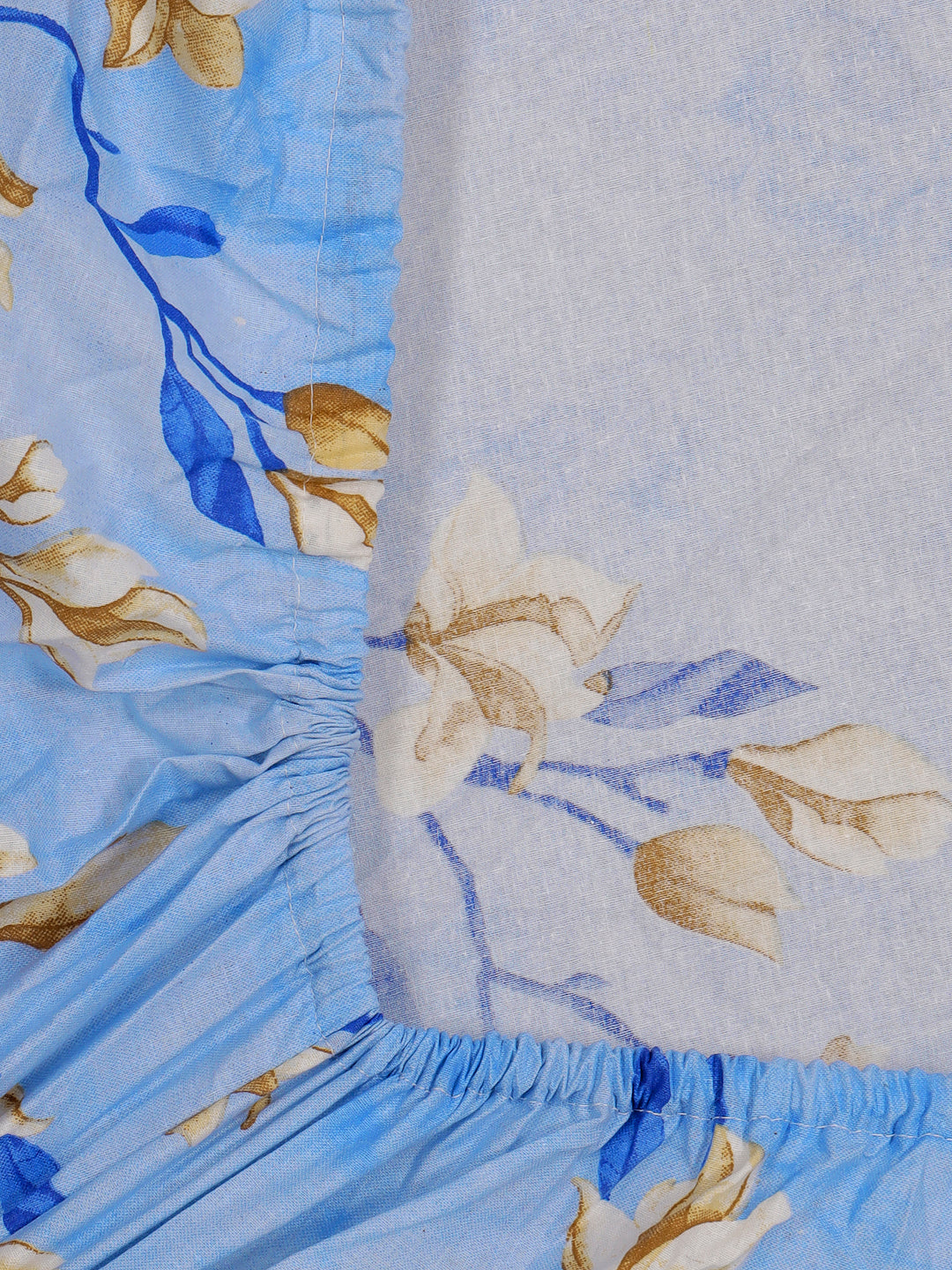 Klotthe Multicolor Floral 400 TC Pure Cotton Fitted Double Bedsheet with 2 Pillow Covers