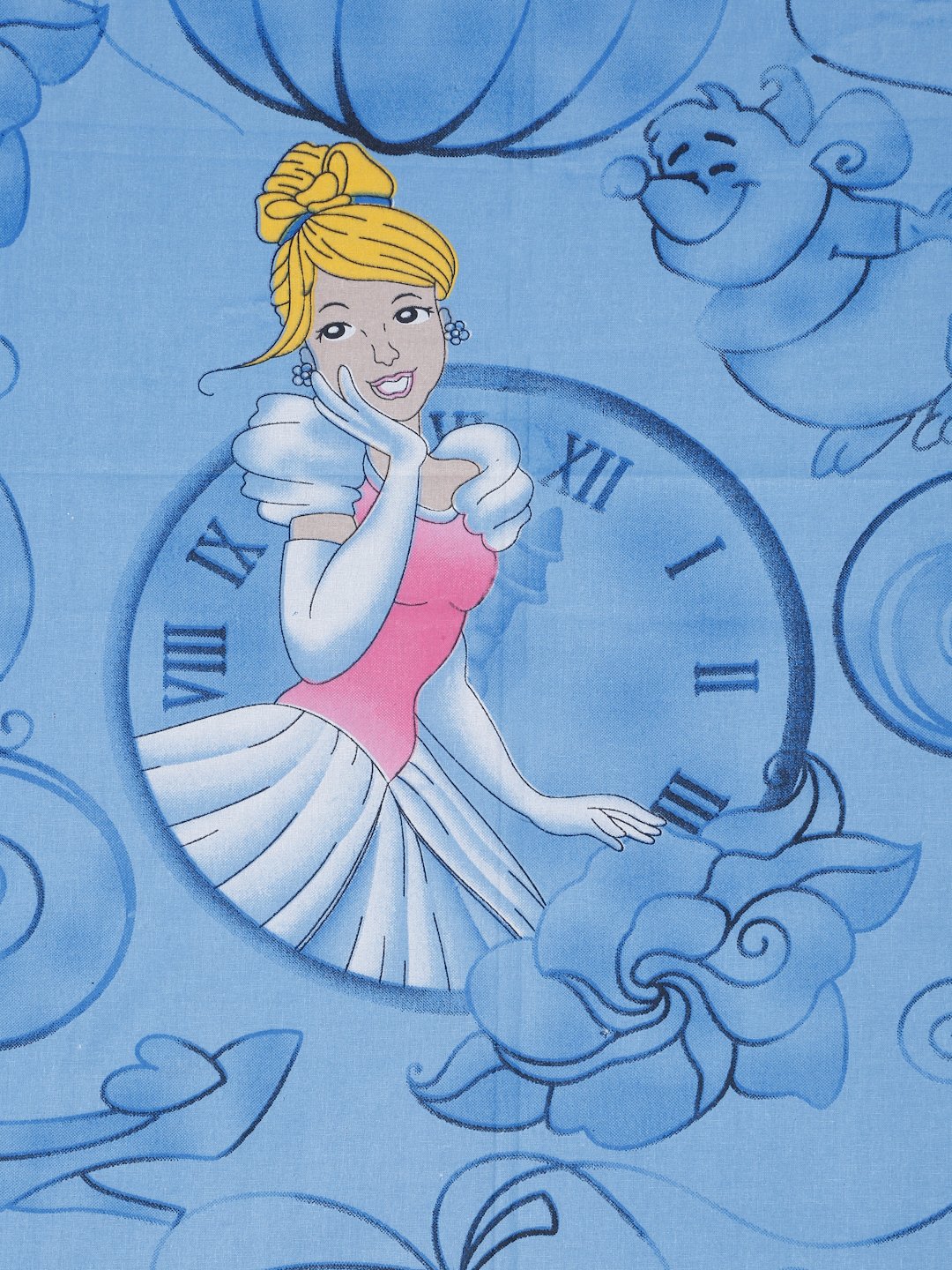 Blue Cartoon Characters 400 TC Pure Cotton Fitted Double Bedsheet with 2 Pillow Covers