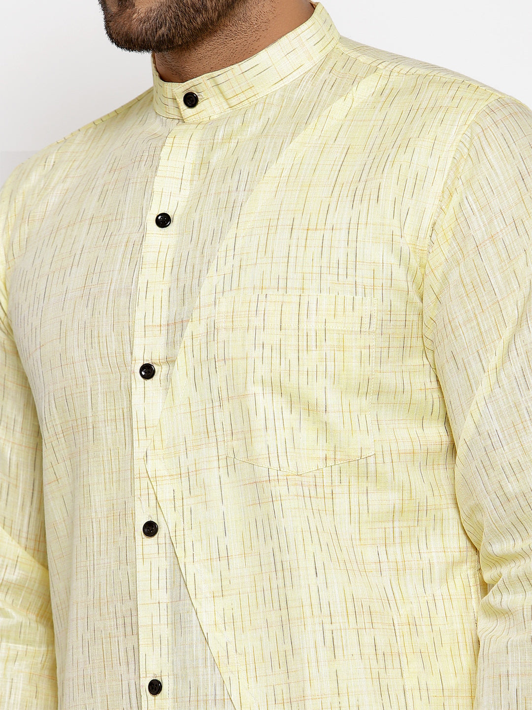 KLOTTHE Yellow Cotton Striped Kurta