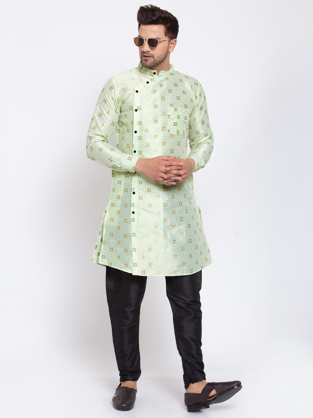 KLOTTHE Green Cotton Geometric Kurta
