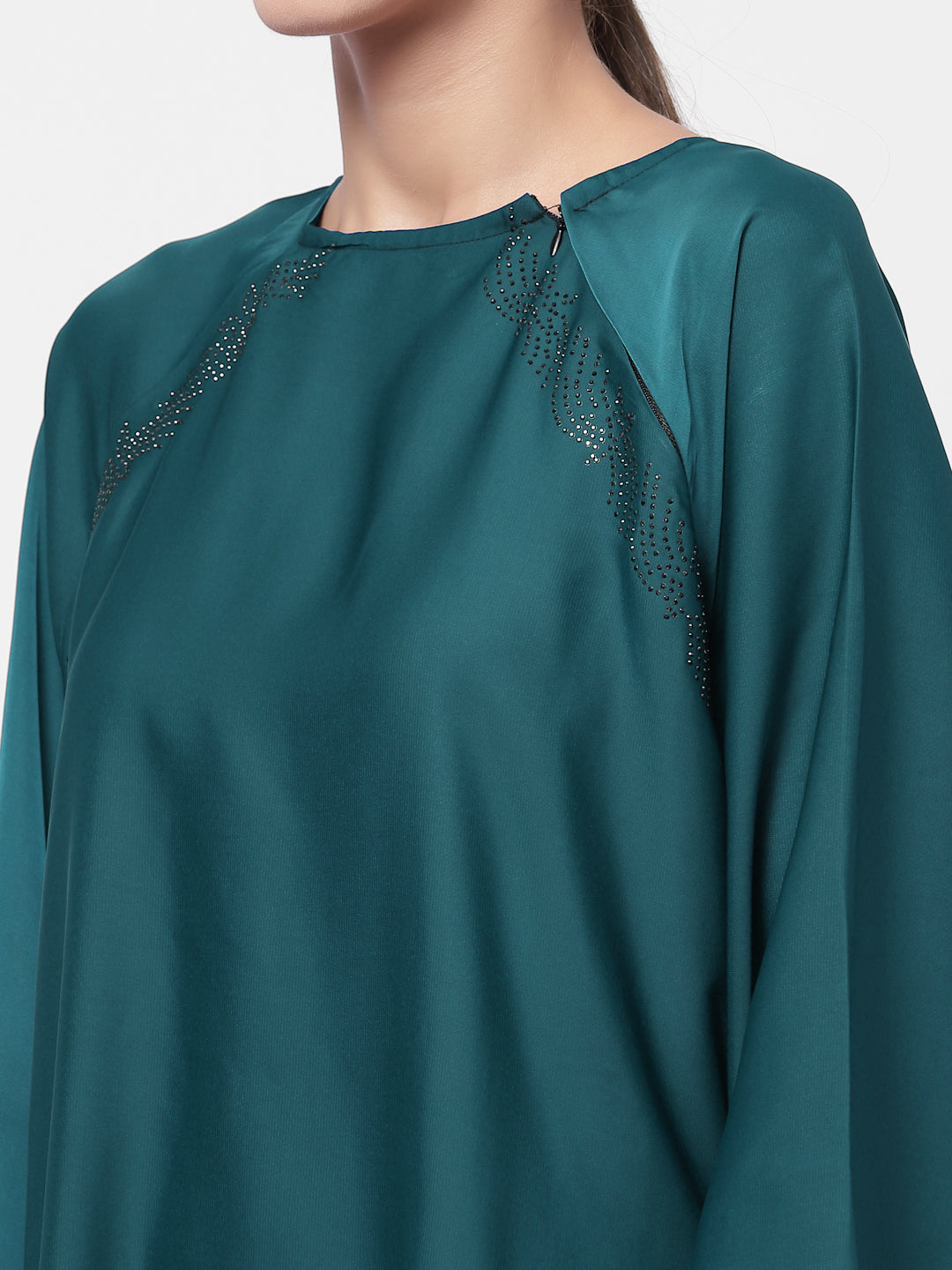 Klotthe Women Turquise Embellished Burqa With Scarves