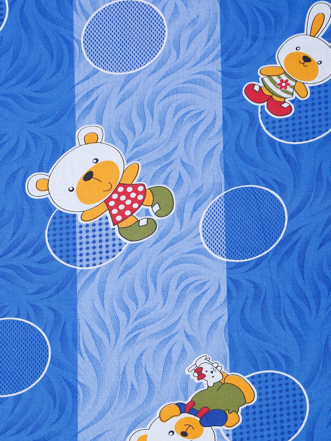 Blue Cartoon Characters 400 TC Pure Cotton Fitted Double Bedsheet with 2 Pillow Covers