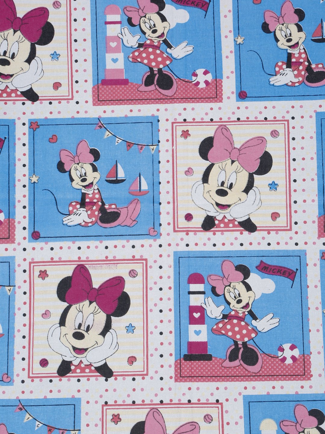 Blue Cartoon Characters 400 TC Pure Cotton Fitted Double Bedsheet with 2 Pillow Covers
