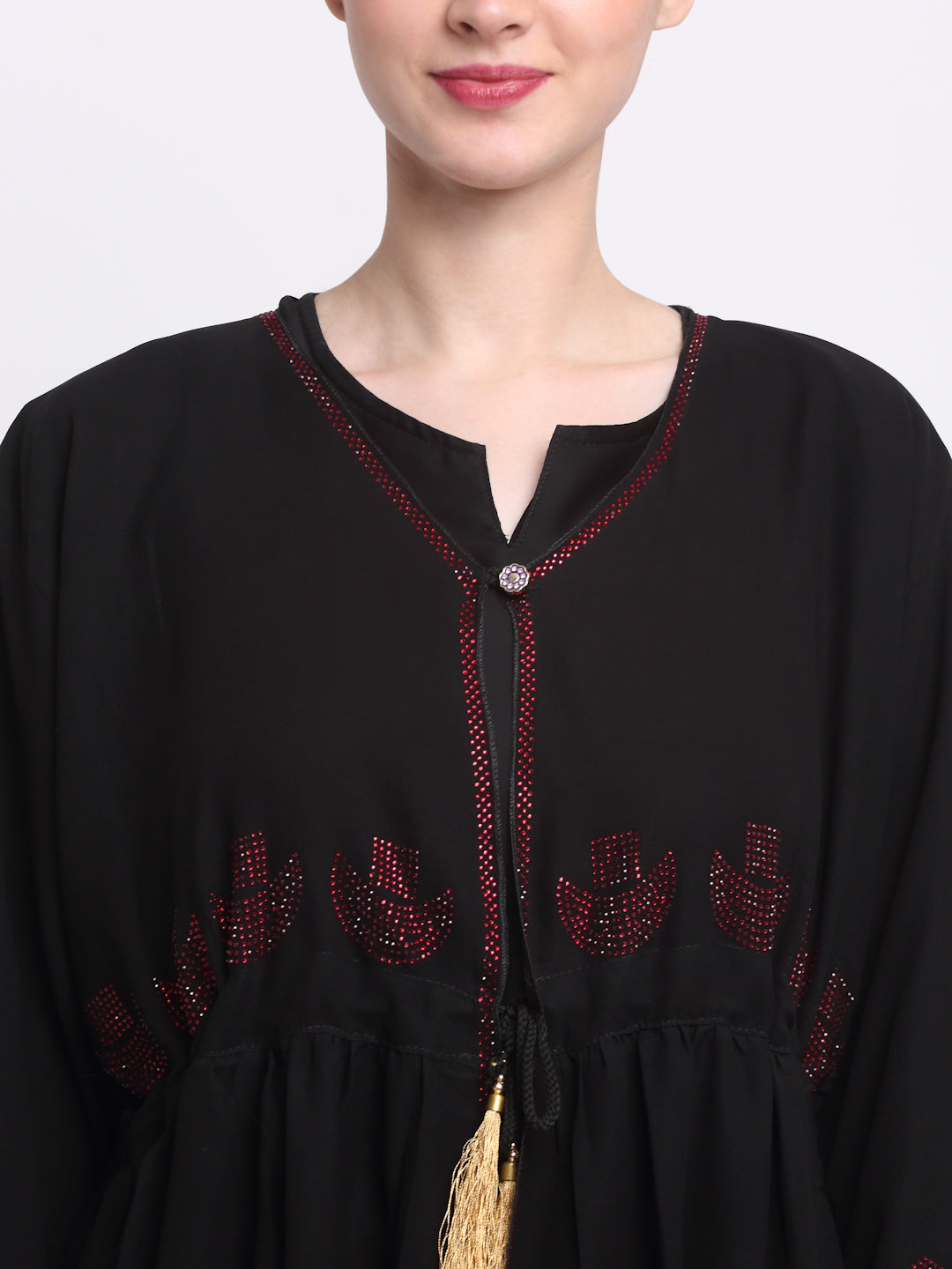 Klotthe Women Black Solid Burqa With Scarf