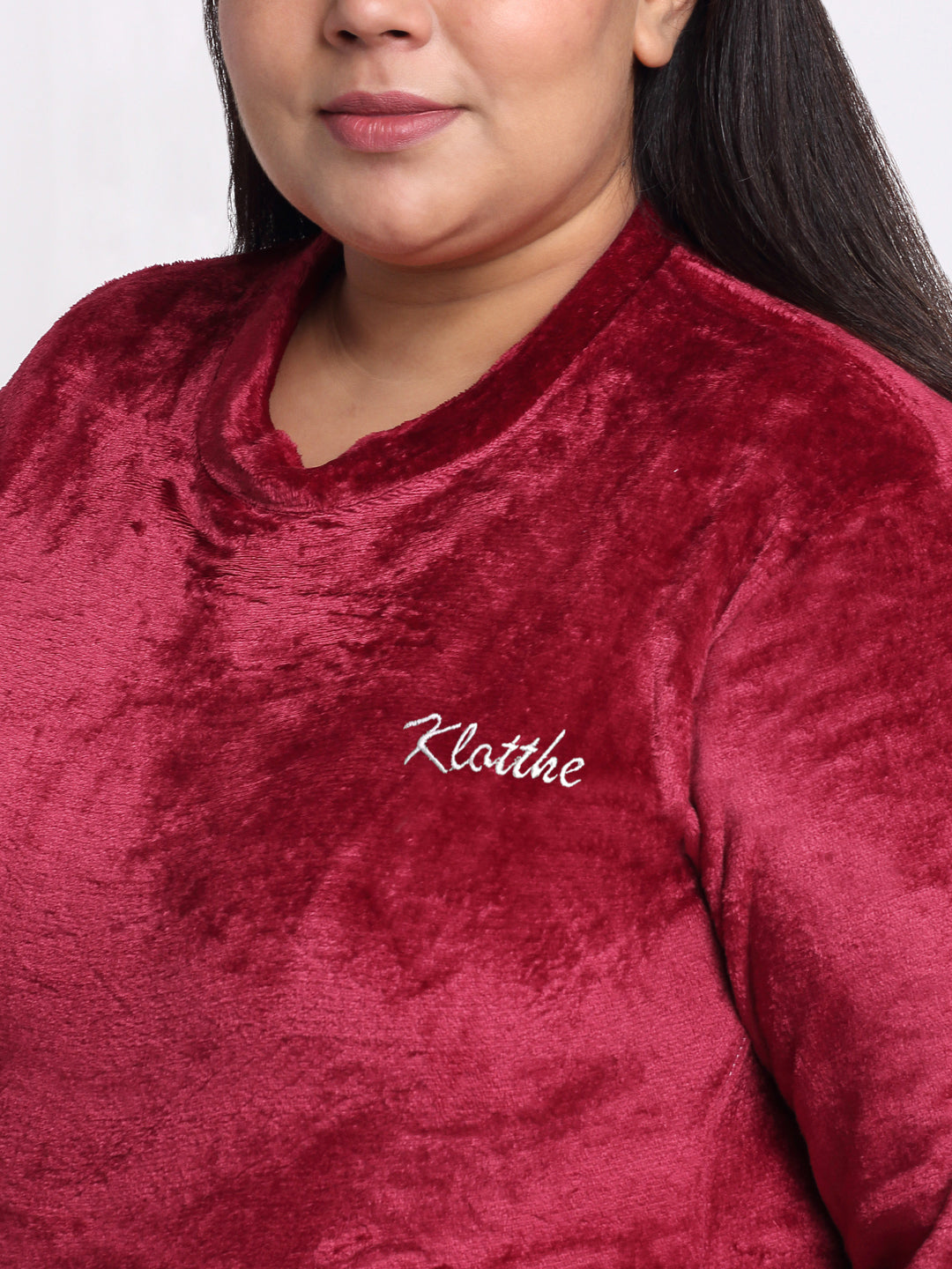 Klotthe Women Red Solid Wool Blend Night Suit