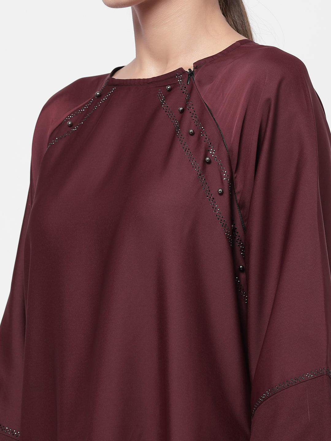 Klotthe Women Maroon Embellished Burqa With Scarves