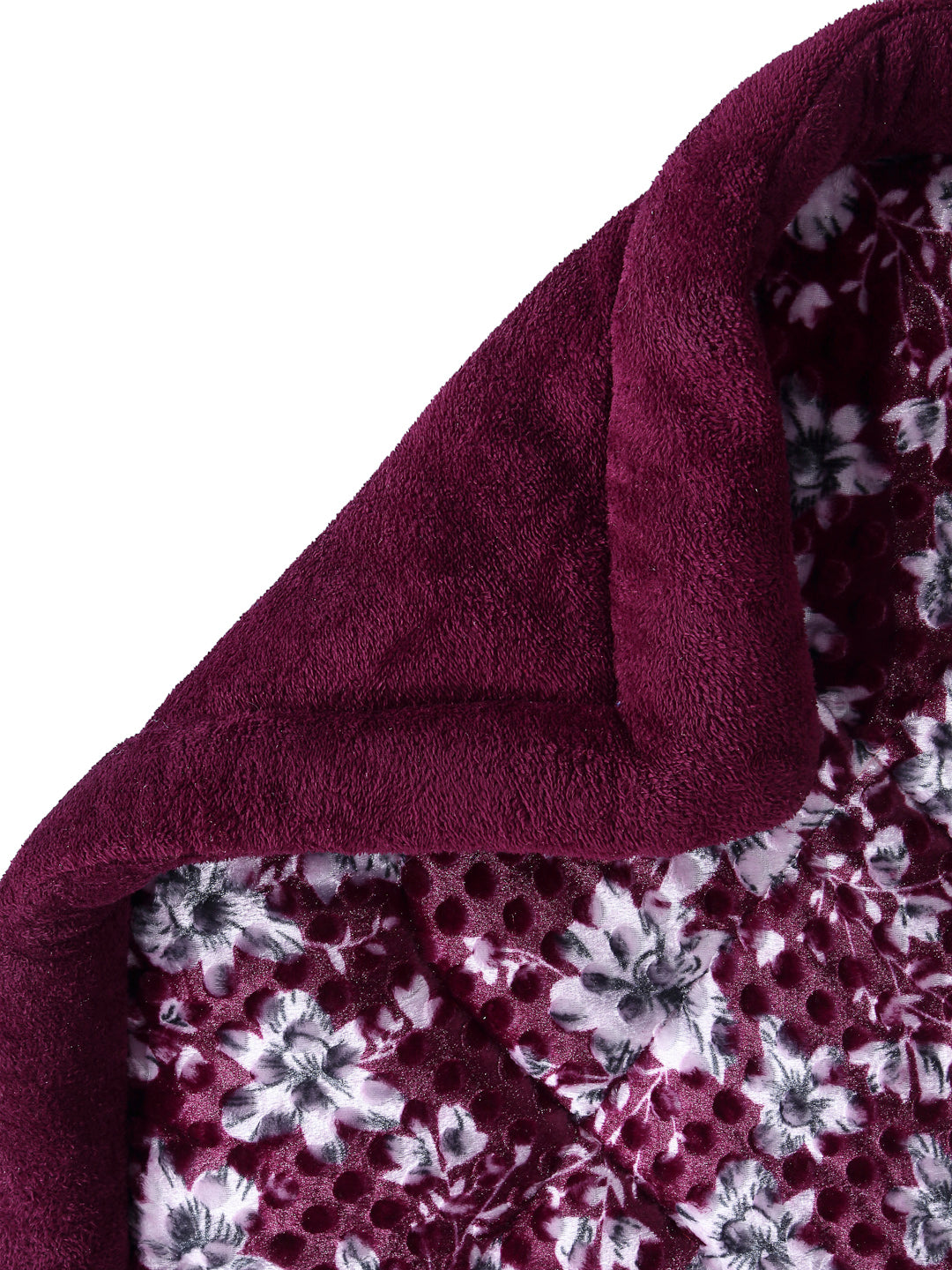 Klotthe Maroon Floral Printed 800 GSM Heavy Winter Double Bed Quilt