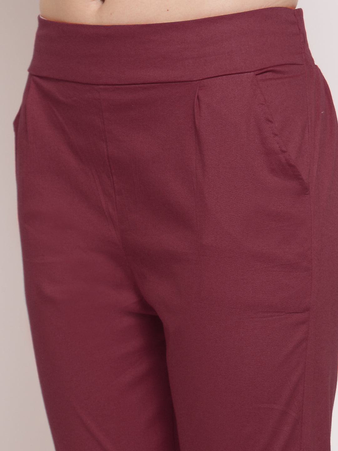 Klotthe Women Maroon Solid Slim Fit Trouser