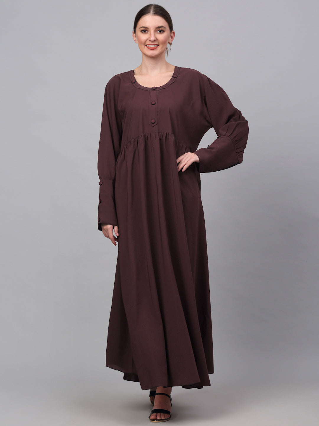 Klotthe Women Maroon Embellished Burqa With Scarves