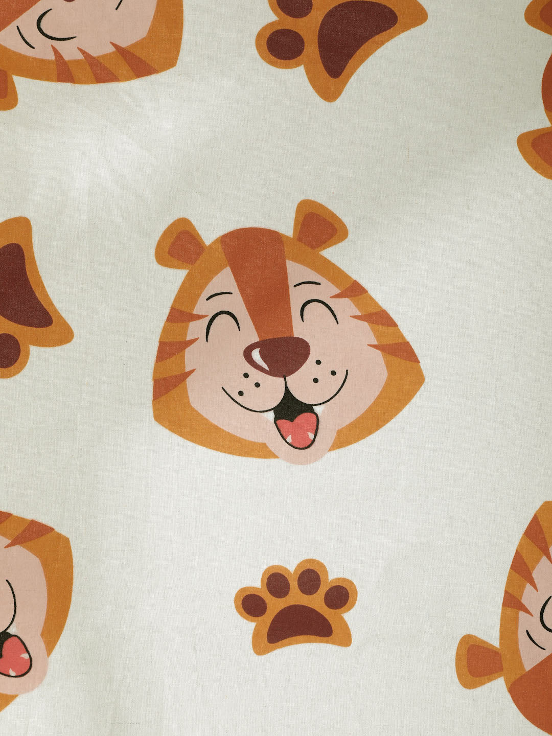 Klotthe Cream Cartoon Characters 400 TC Pure Cotton Fitted Double Bedsheet with 2 Pillow Covers