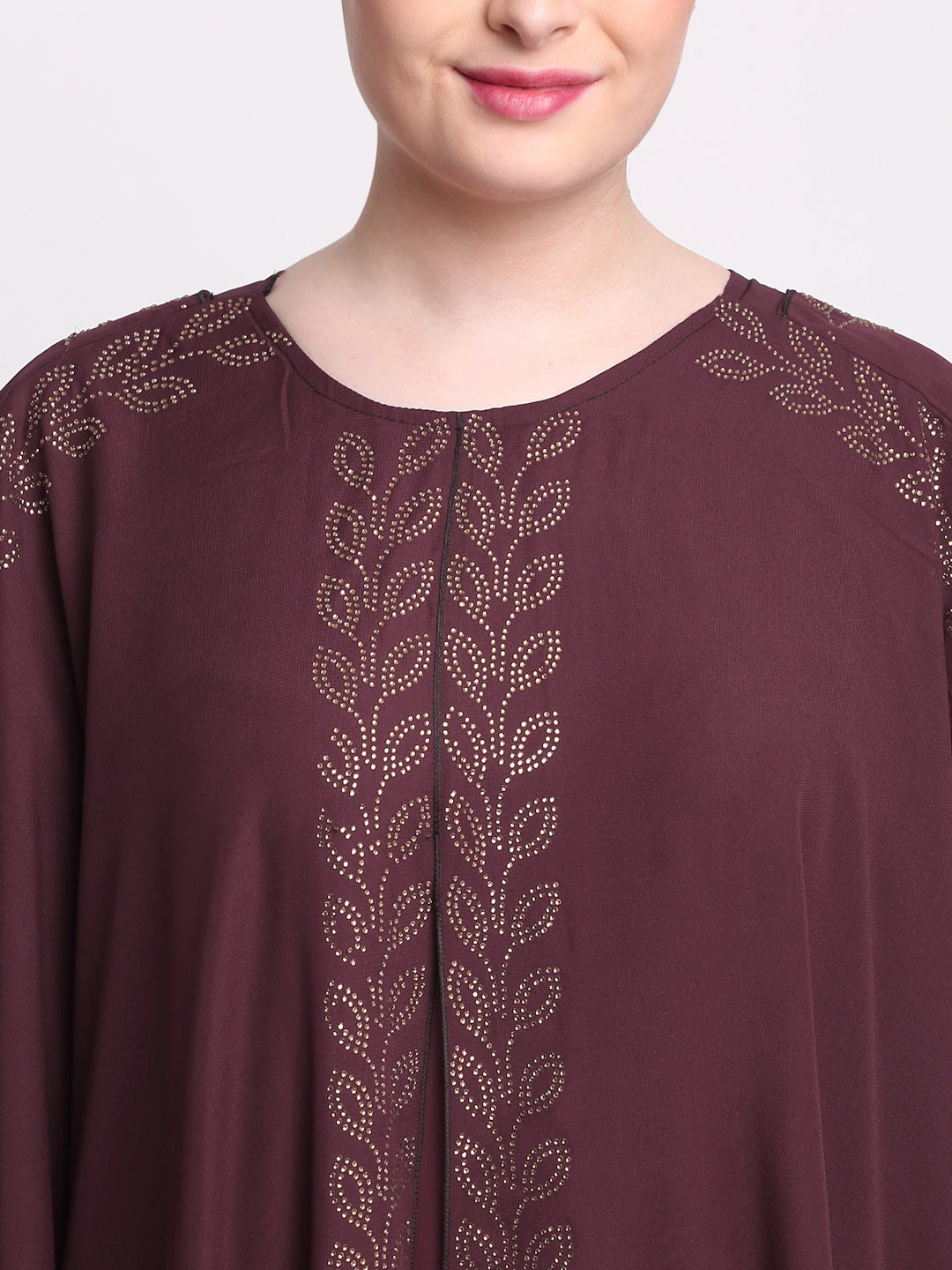 Klotthe Women Maroon Embellished Burqa With Scarves