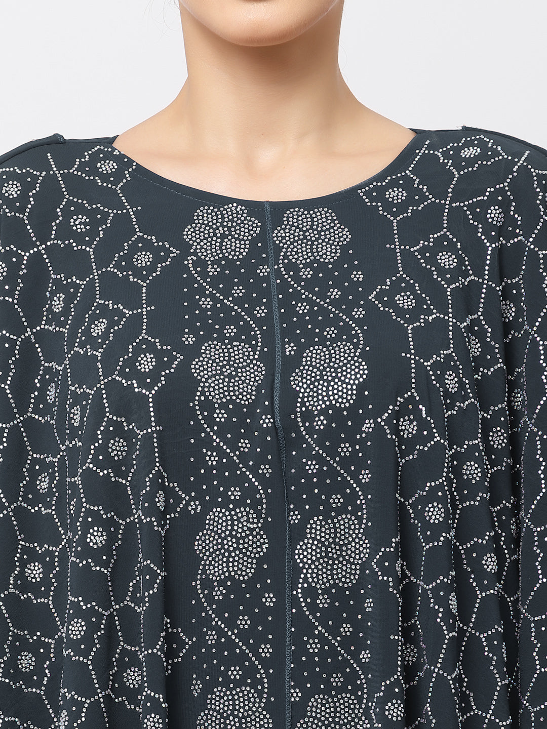 Klotthe Women DarkGrey Embellished Burqa With Scarves