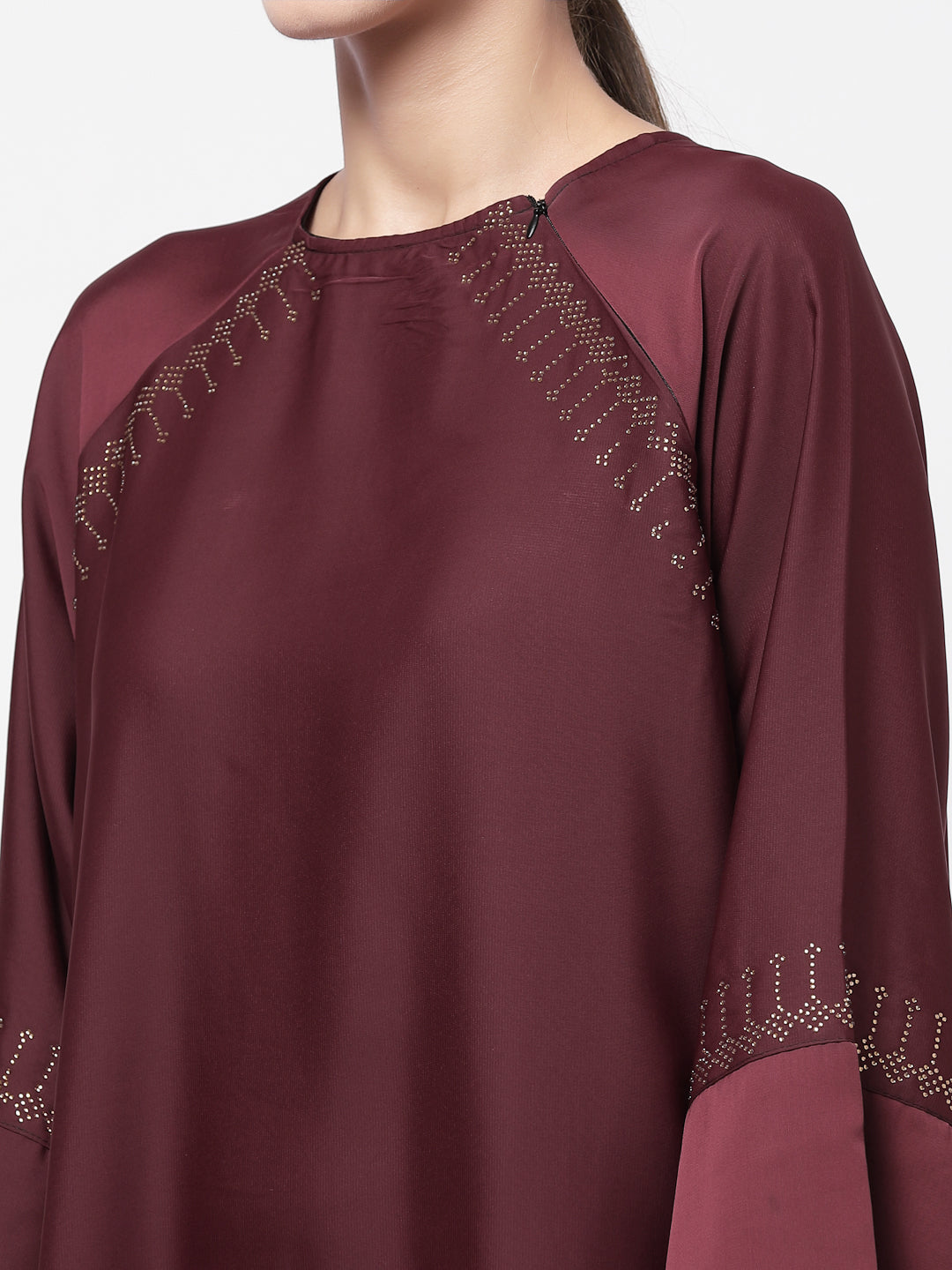 Klotthe Women Maroon Embellished Burqa With Scarves