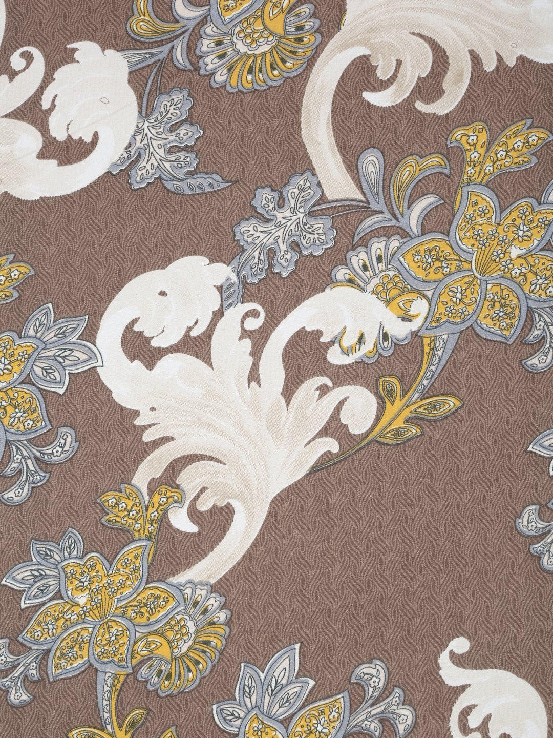 Brown Floral 300 TC Cotton Blend Fitted Double Bedsheet with 2 Pillow Covers