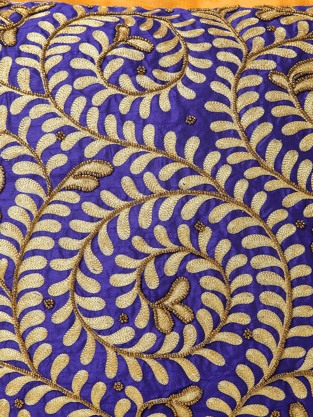 KLOTTHE Set of Two RoyalBlue Cotton Silk Embroidered Cushion Covers