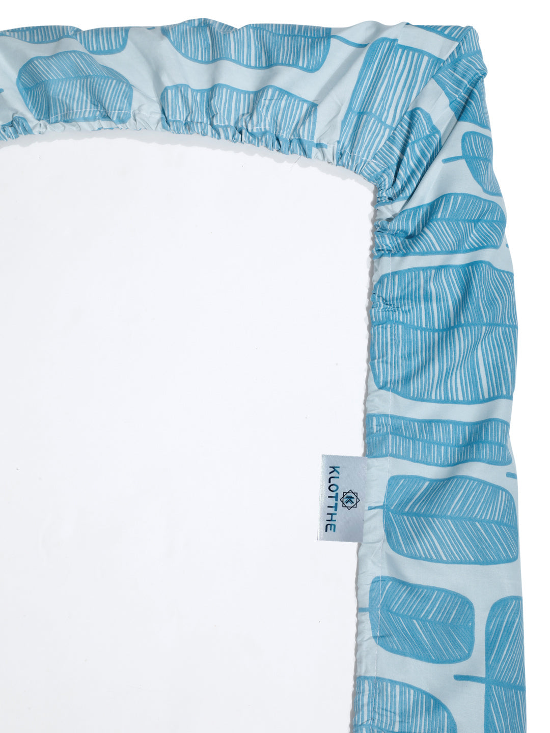 Klotthe Turquoise Geometric 300 TC Cotton Blend Fitted Single Bedsheet Set in Book Fold Packing