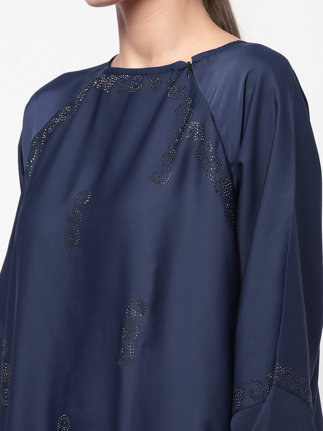 Klotthe Women Blue Embellished Burqa With Scarves