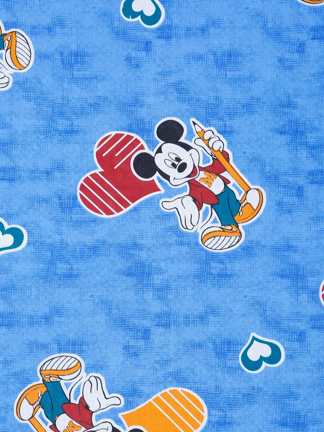 Blue Cartoon Characters 400 TC Pure Cotton Fitted Double Bedsheet with 2 Pillow Covers