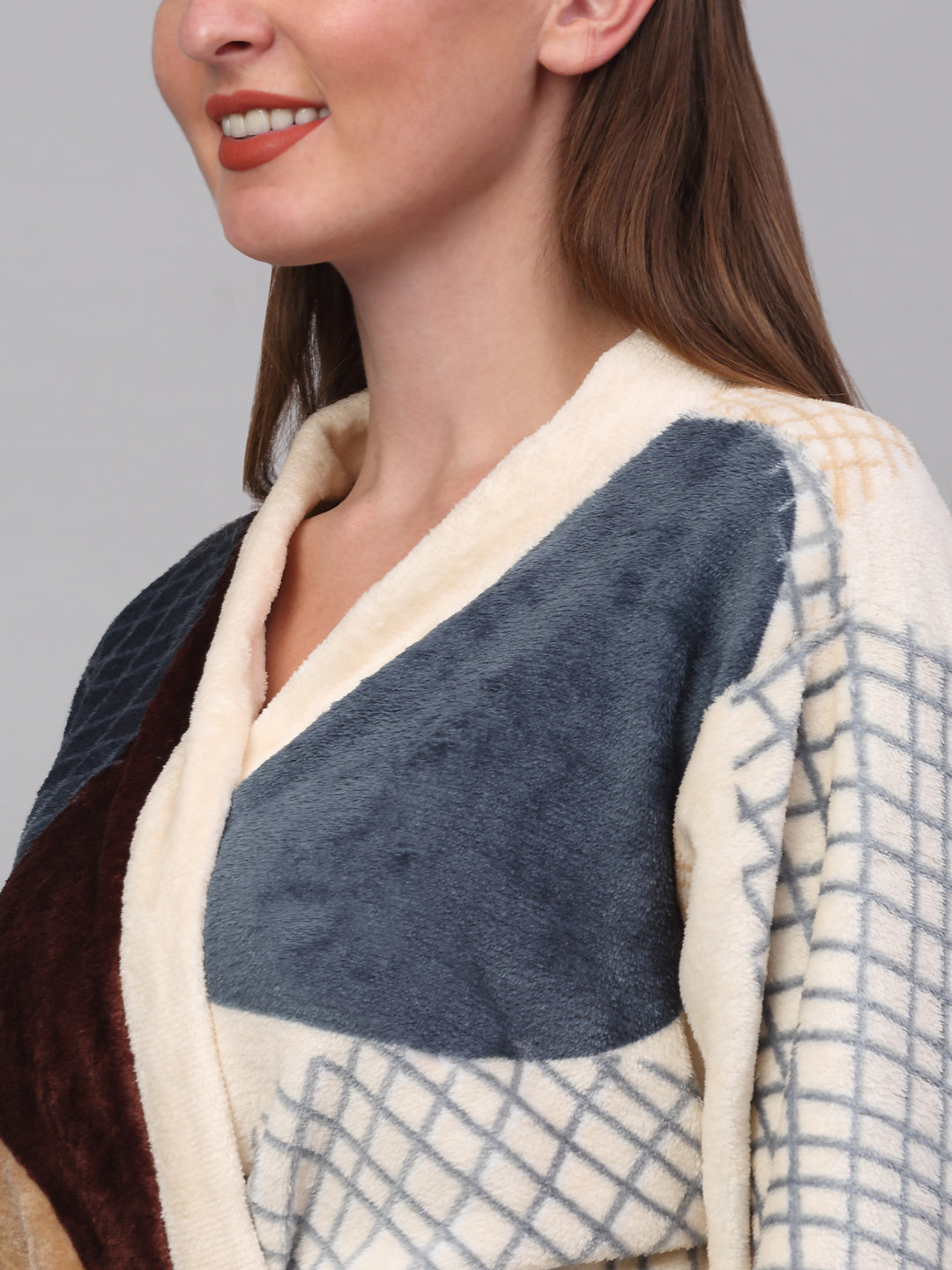 Klotthe Women MultiColor Printed Bath Robe With Belt