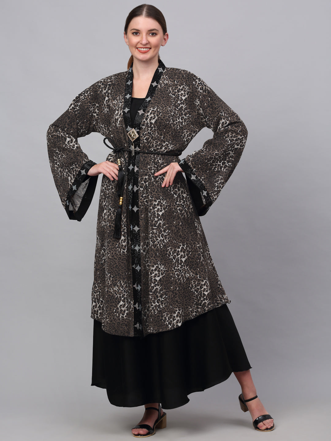 Klotthe Women Multicolor Embellished Burqa With Scarves
