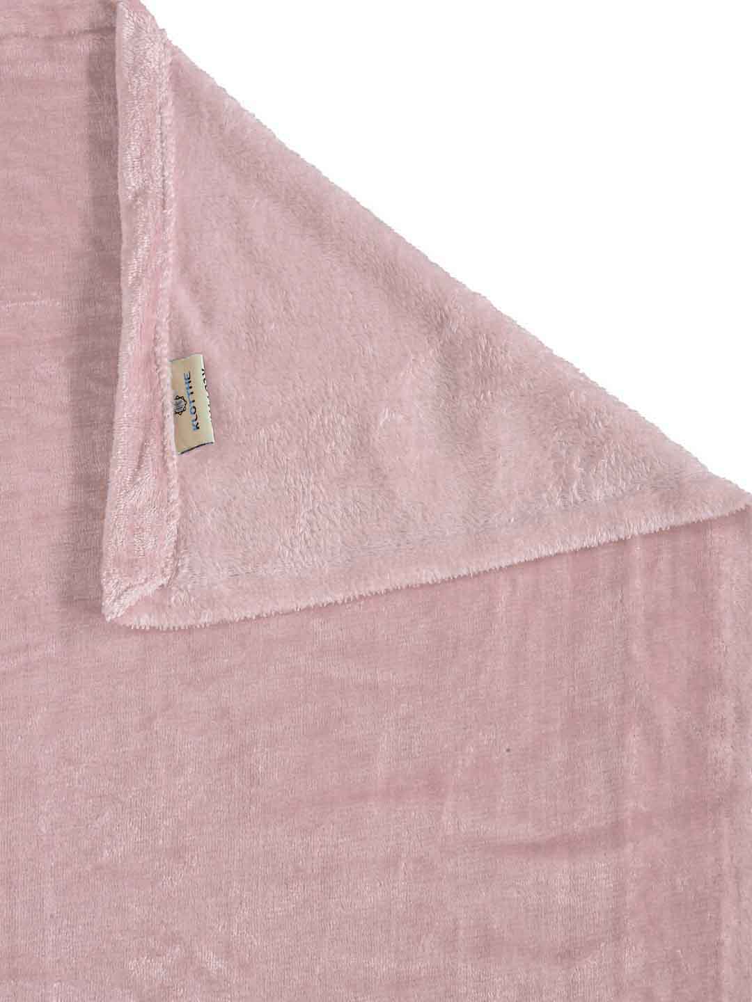 Klotthe Light Pink Solid Woolen Single Bed Sheet with Pillow Cover