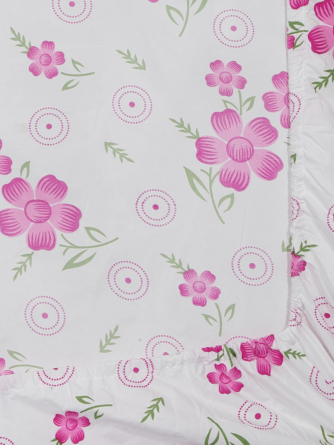 Klotthe Multicolor Floral 300 TC Cotton Blend Fitted Double Bedsheet with 2 Pillow Covers