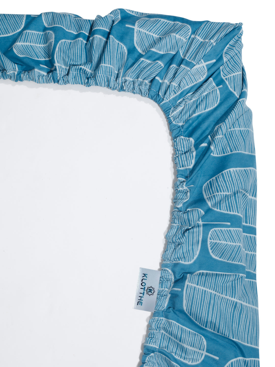 Klotthe Turquoise Geometric 300 TC Cotton Blend Fitted Single Bedsheet Set in Book Fold Packing
