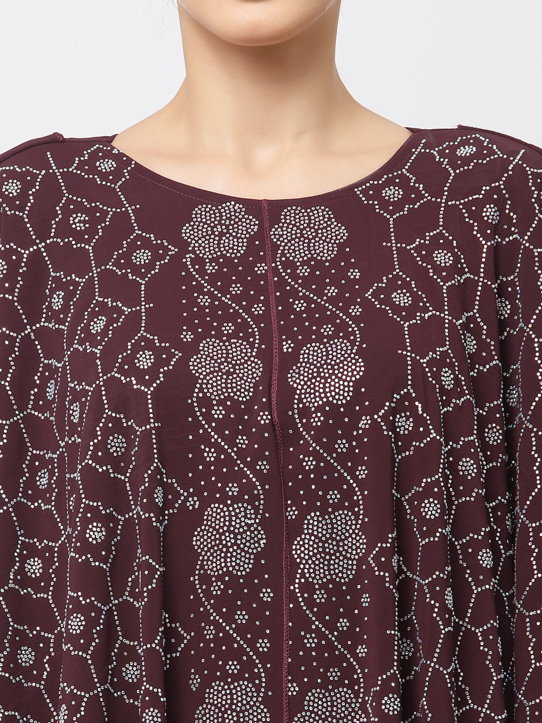 Klotthe Women Maroon Embellished Burqa With Scarves