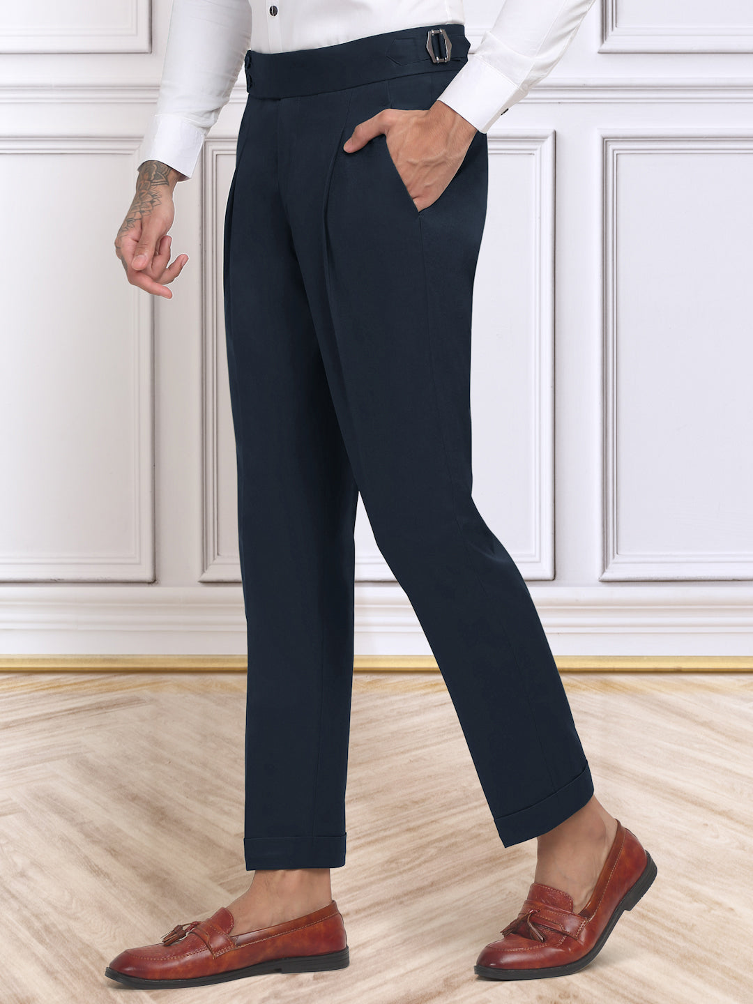 Klotthe Men's Slim Fit Formal Trouser-Navyblue