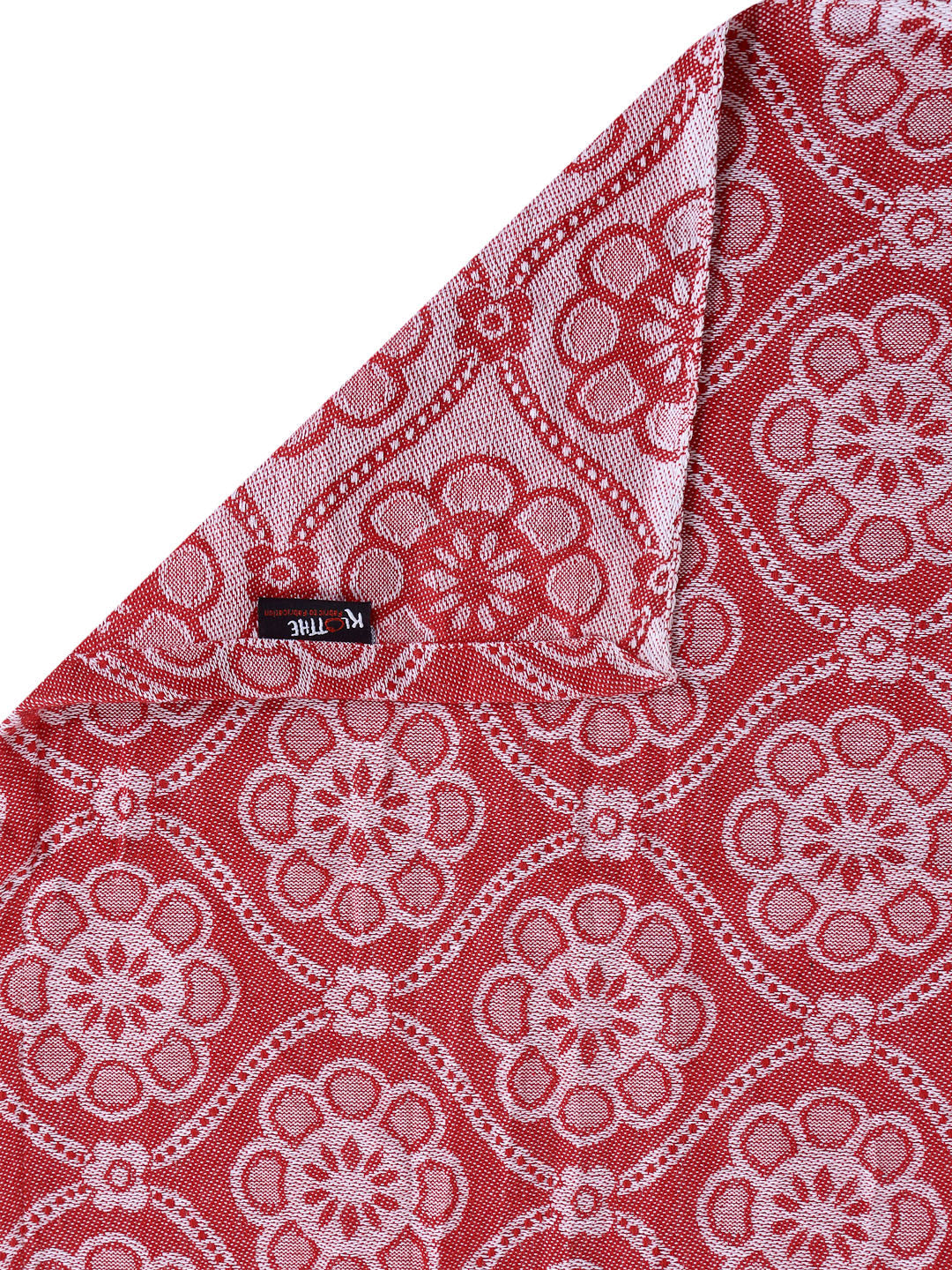 100% Cotton King Size Handwoven Bed Cover with Two Pillow Covers by KLOTTHEĀ® (Red)