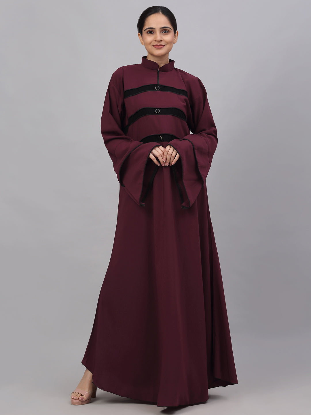 Klotthe Women Maroon Embellished Burqa With Scarves