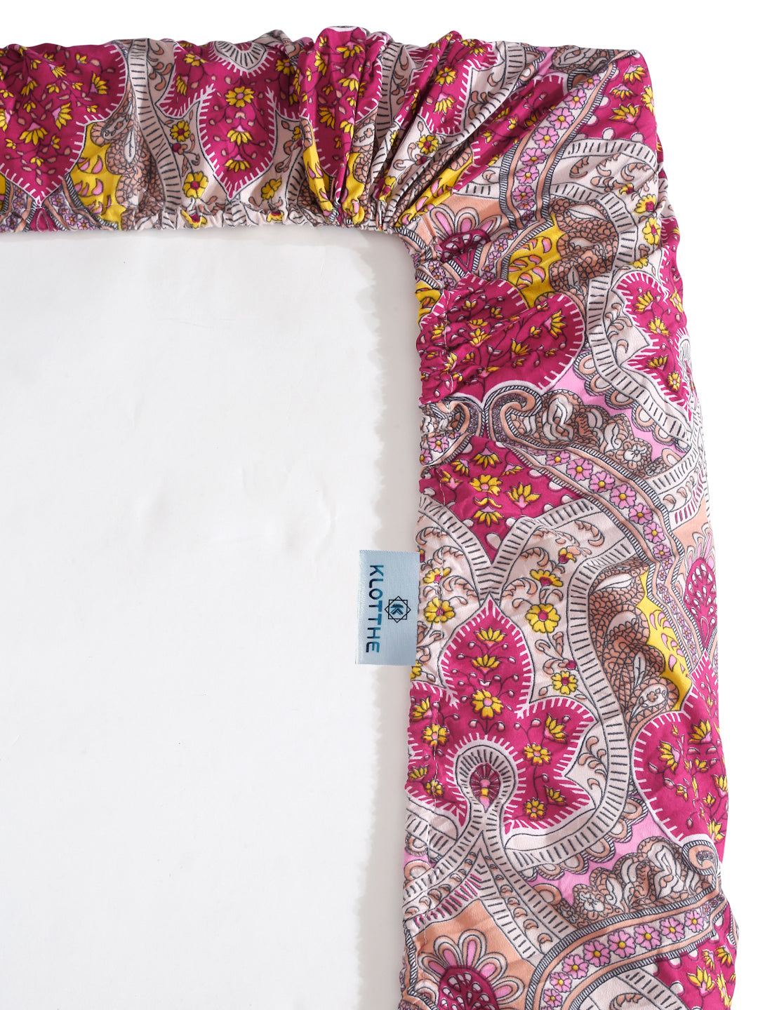 Klotthe Red Ethnic Motifs 300 TC Cotton Blend Fitted Single Bedsheet Set in Book Fold Packing