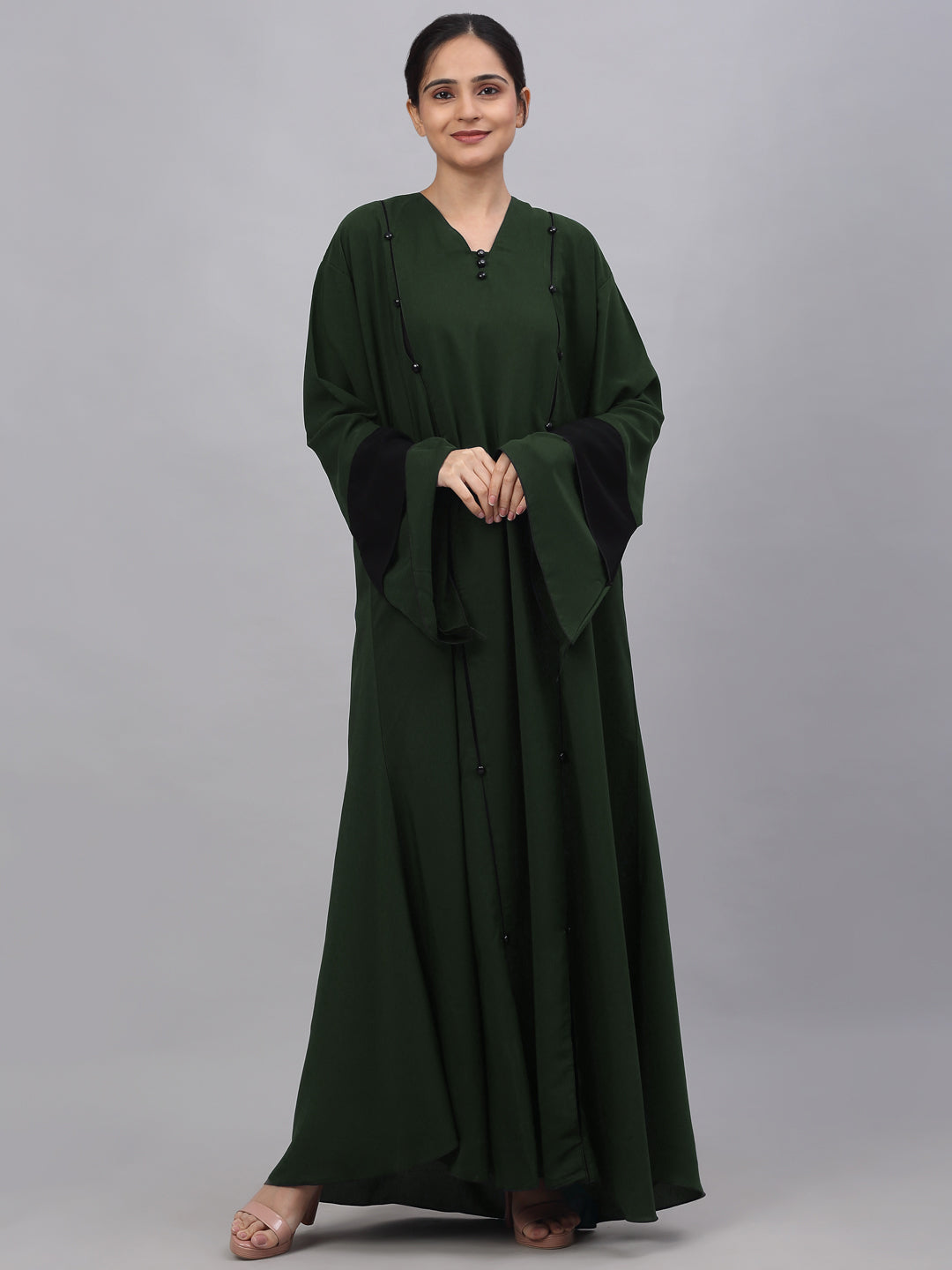 Klotthe Women Olive Embellished Burqa With Scarves