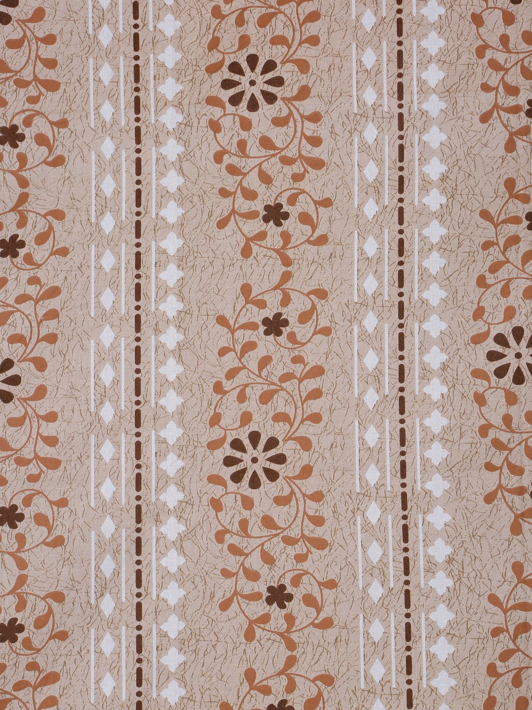 Beige Floral 400 TC Pure Cotton Fitted Double Bedsheet with 2 Pillow Covers