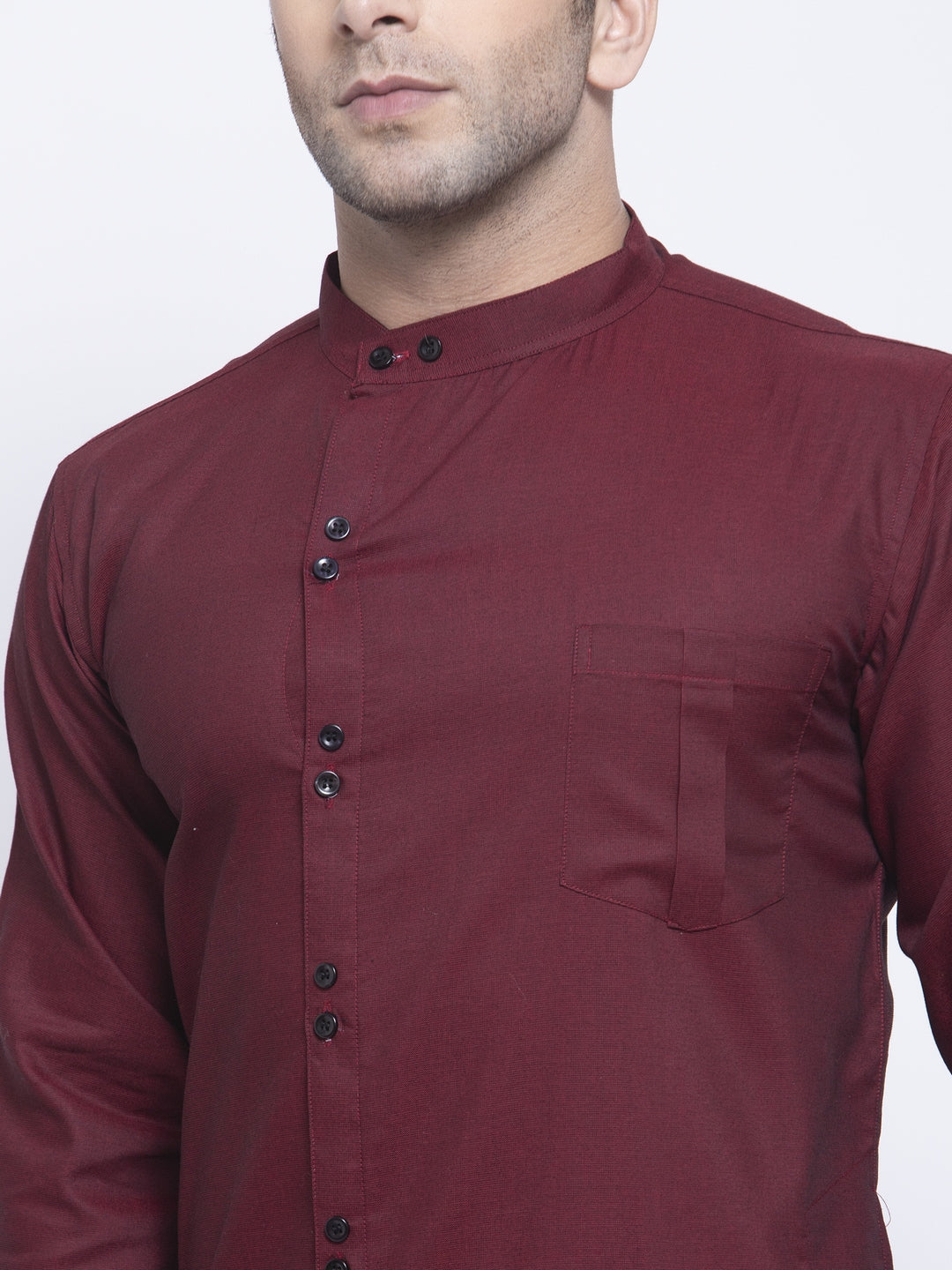 KLOTTHE Maroon Cotton Solid Kurtas